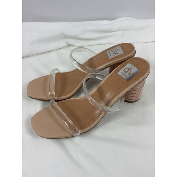 DV by Dolce Vita Merrick Sandals Clear PVC Straps Size 7.5 Round Column Heel - Picture 2 of 12